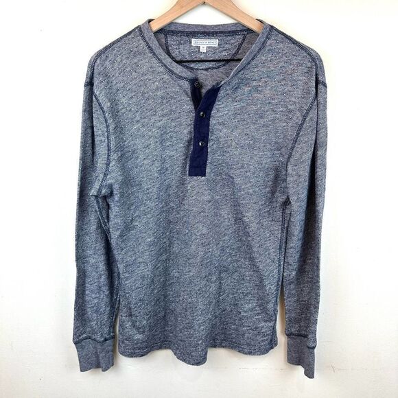 Wallace & Barnes Blue Striped Long‎ Sleeve Henley Shirt Men’s M - Picture 1 of 10